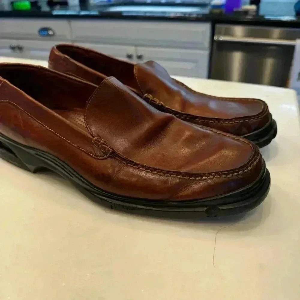 Cole Haan NikeAir Soles Mens Size 13 Brown Leather Slip On Loafers